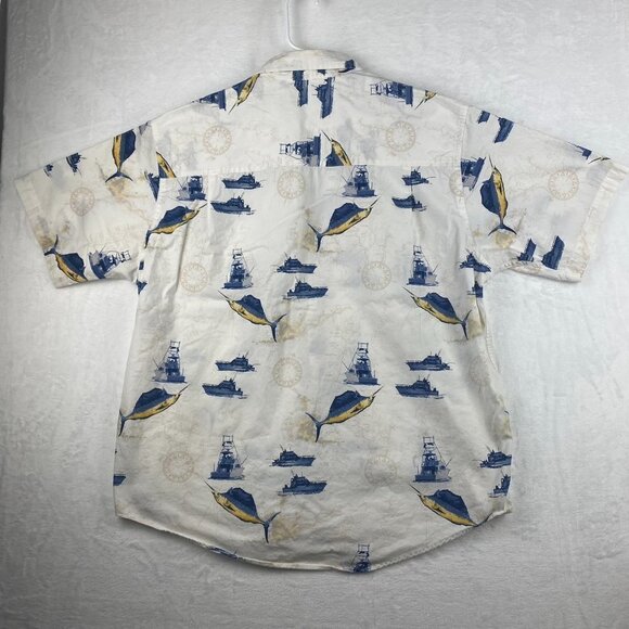 Crossings Button Up Shirt Mens Large Sailboat Short Sleeve - Picture 2 of 8